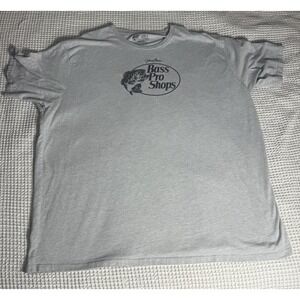 Bass Pro Shops Shirt Men's 4XL Gray Outdoor‎ Fishing Graphic Tee Short Sleeve